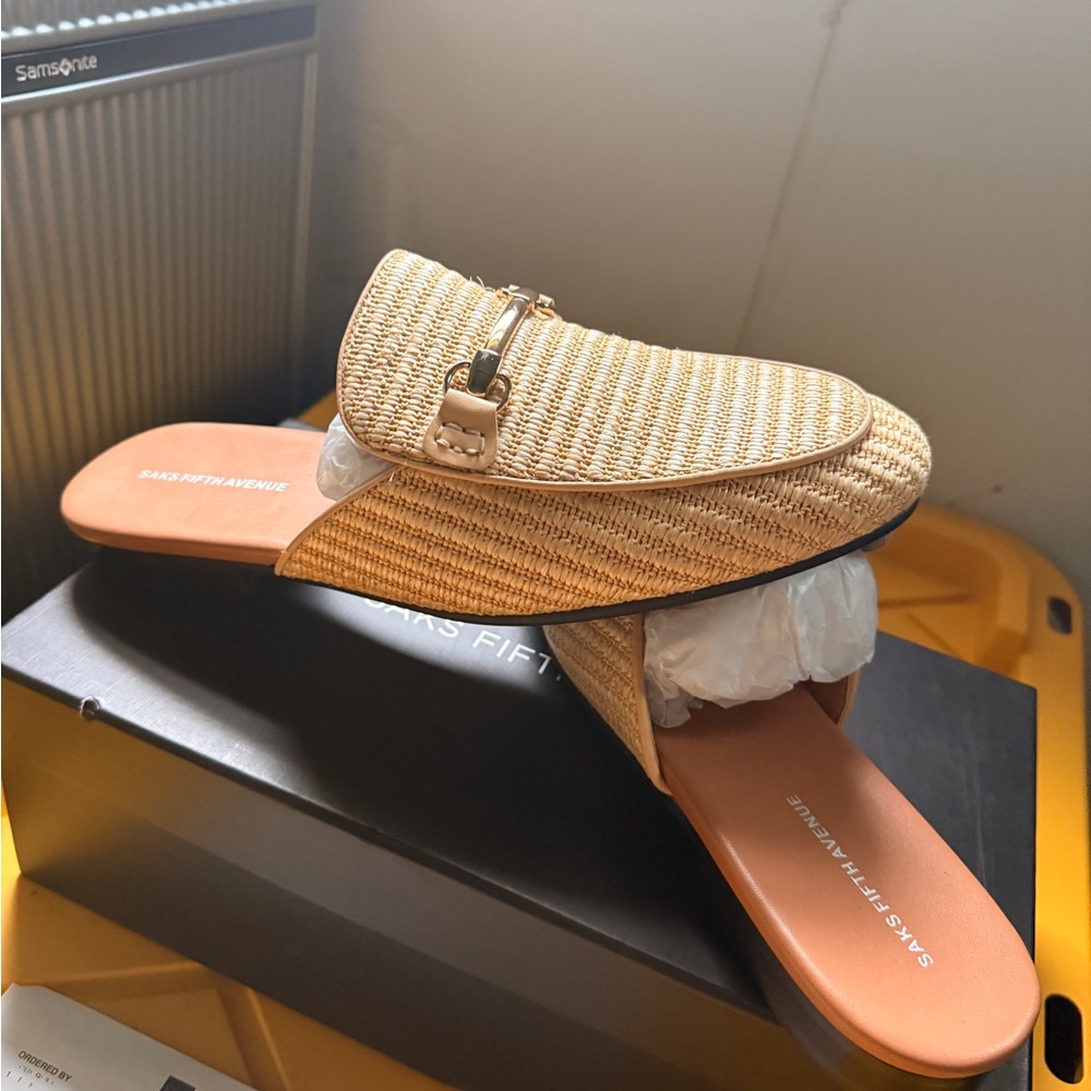 Saks Fifth Avenue Tan Woven Loafers